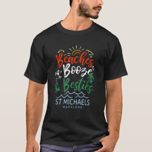 T-shirt Plages Booze Et Besties St Michaels Summer Maryl
