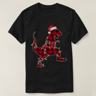 T-shirt Plaid Christmas T-Rex Lights