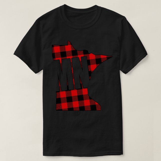T-shirt Plaid rouge de bûcheron (Plaid de bison) Minnesota (Design devant)