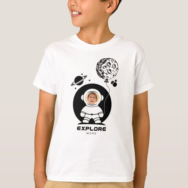 T-shirt Plaisir Garçon Explorez Plus Astronaut Photo Perso (Devant)