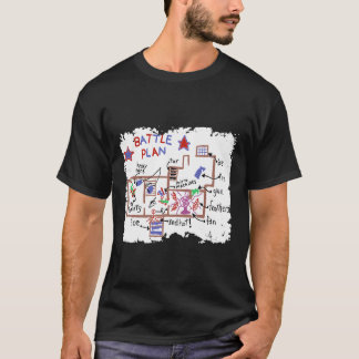 T-shirt Plan de bataille à la maison à la main à l'aube se