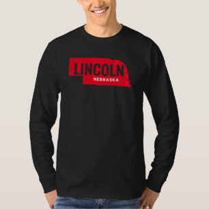T-shirt Plan de l'État de Lincoln Nebraska Bold Red Midw