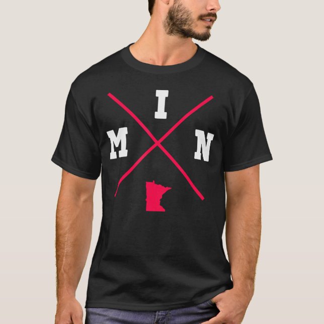 T-shirt Plan de l'État rouge du Minnesota (Devant)