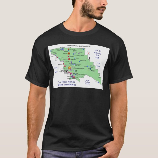 T-shirt Plan des noms des emplacements SLO (Devant)
