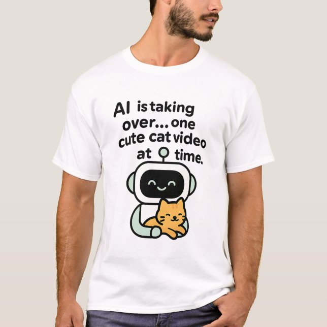 T-shirt Plan d'IA : Prise de contrôle vidéo de chats migno (Devant)