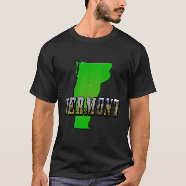 T-shirt Plan du Vermont - Plan et texte de l'image (Devant)