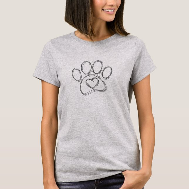 T-shirt Plan Empreinte de patte de chien (Devant)