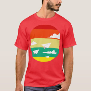 T-shirt Plan papier cool Origami Coucher de soleil rétros