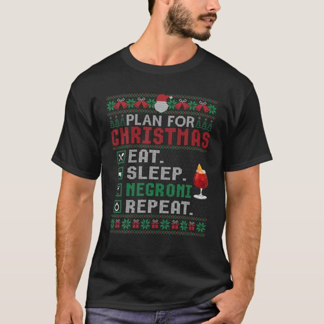 T-shirt Plan pour Noël Manger Dormir Negroni Répéter Cockt (Devant)