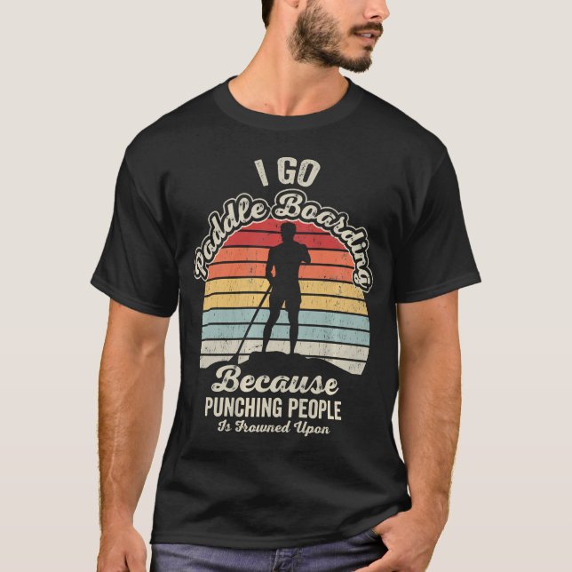 T-shirt Planche à Pagaie Drôle Coucher de Soleil Rétro (Devant)