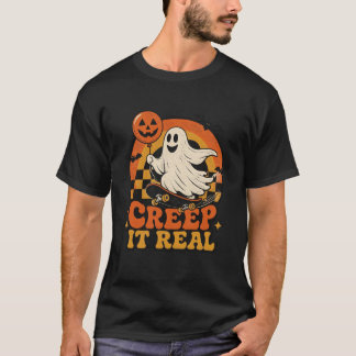 T-shirt Planche à roulettes fantôme Halloween Creep It Rea