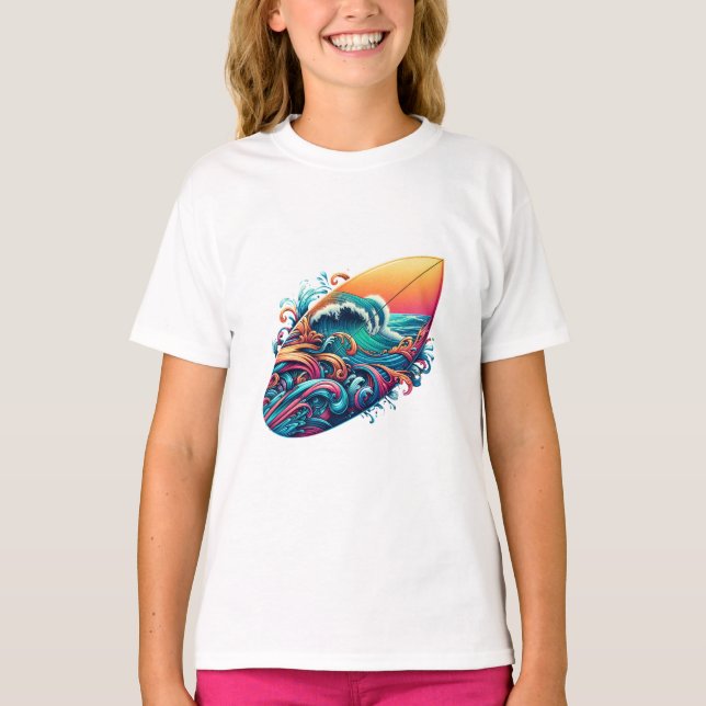 T-shirt Planche de surf avec ondulations (Devant)