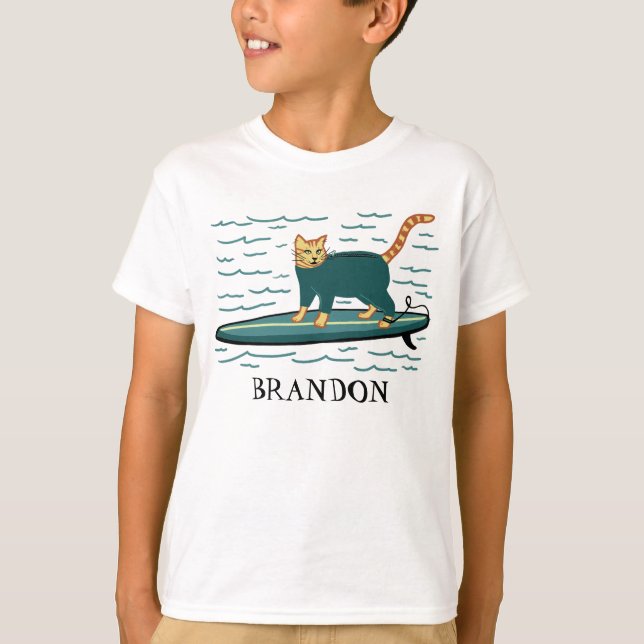 T-shirt Planche de surf Tabby Cat Cute PERSONNALISER IT (Devant)