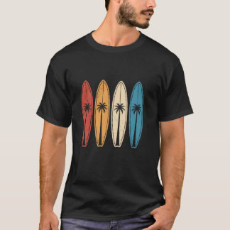 T-shirt Planches de surf rétro avec palmiers ambiance plag