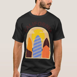 T-shirt Planches de surf RetroStyle Californie Texte Marro