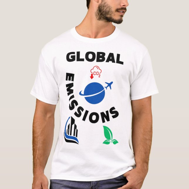 T-shirt Planète en péril : émissions mondiales". (Devant)