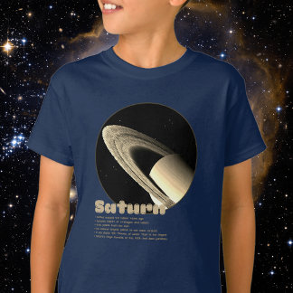 T-shirt Planète Saturne avec anneaux et faits enfants