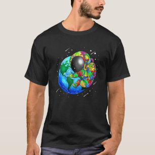T-shirt Planète Terre Autisme Enfants Puzzle Astronaute Sy