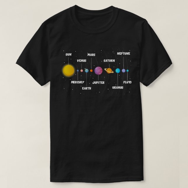 T-shirt Planètes avec des noms (Design devant)