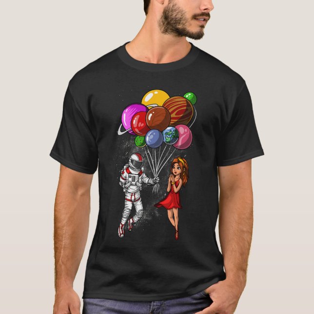 T-shirt Planètes Ballons Astronaute Spatial (Devant)