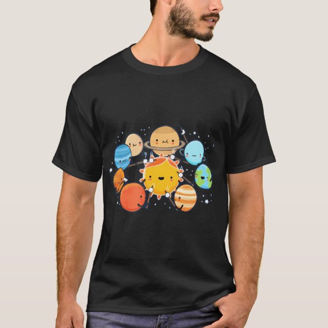 T-shirt Planètes Camping Système solaire Feu de camp (Devant)