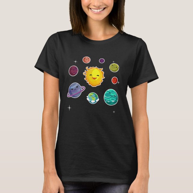 T-shirt Planètes de système solaire pour enfants pour Geek (Devant)
