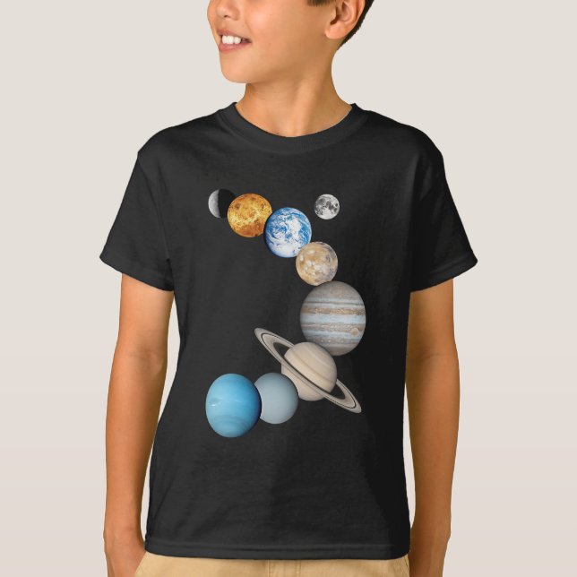 T-shirt Planètes du système solaire (Couleur modifiable) (Devant)