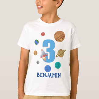 T-shirt Planètes du système solaire du troisième anniversa