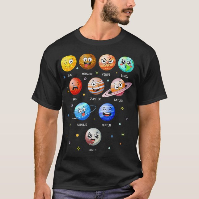 T-shirt Planètes du système solaire Sun Space Funny Scienc (Devant)