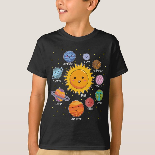 T-shirt Planètes spatiales du système solaire pour les gar (Devant)
