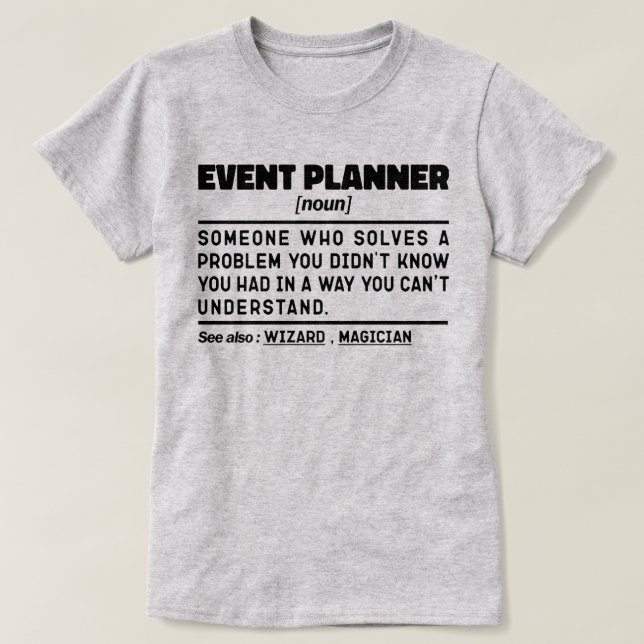T-shirt Planificateur d'événements Noun Définition Travail (Design devant)