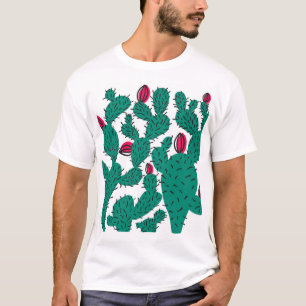 T-shirt Plante Cactus, motif vintage vert sans couture.