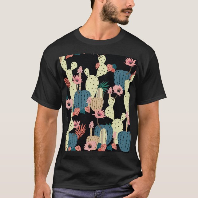 T-shirt Plante de Cactus : Motif botanique Vintage (Devant)