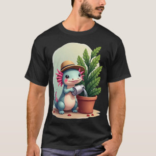 T-shirt Plante de parent axolotl Jardinage Kawaii Mignon F