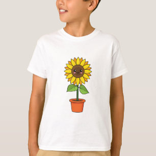 T-shirt Plante de tournesol Kawaii dans un pot