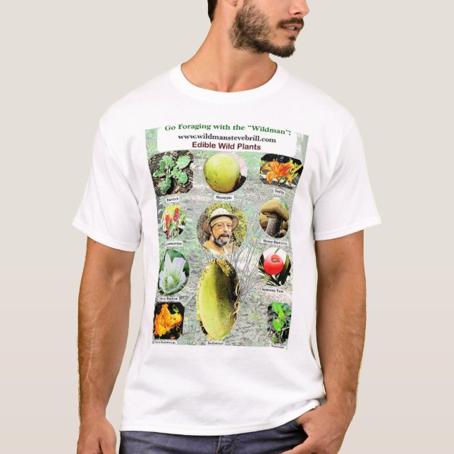 T-shirt Plantes comestibles sauvages par "Wildman" Steve (Devant)
