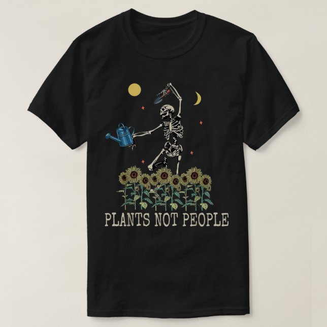 T-shirt Plantes pas gens Squelette Jardinage sur un Sunflo (Design devant)