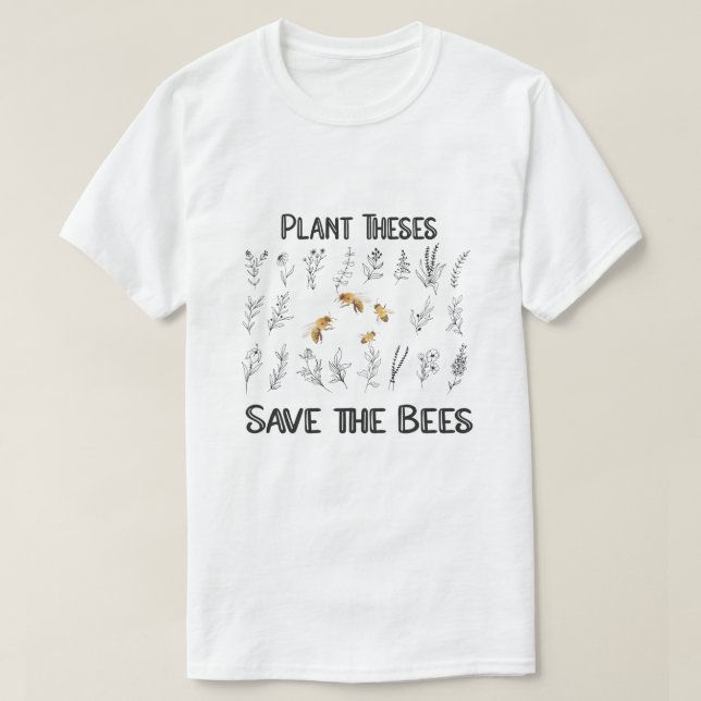 T-shirt Plantes qui sauvent les abeilles - Abekeeper Natur (Design devant)