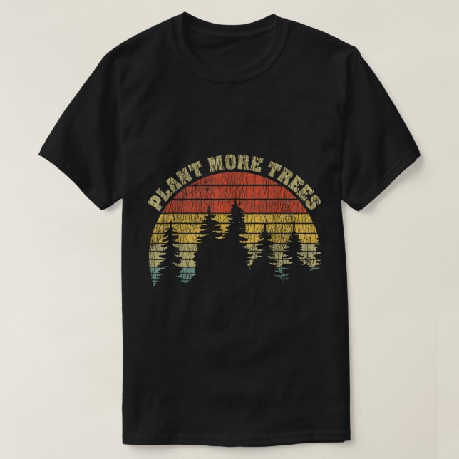 T-shirt Plantez Plus d'Arbres Art Forestier Rétro (Design devant)