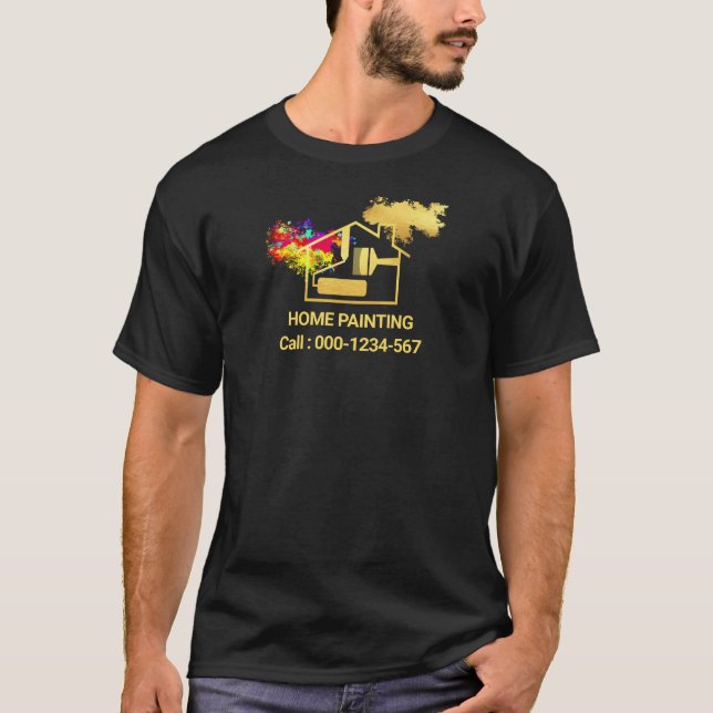T-shirt Plat de peinture couleur or mobile (Devant)