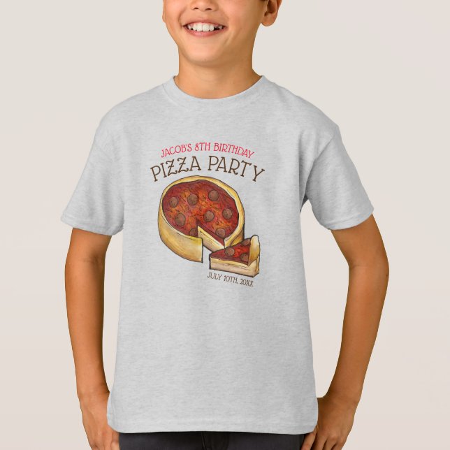 T-shirt Plat profond Pepperoni Pizza Pie fête d'anniversai (Devant)