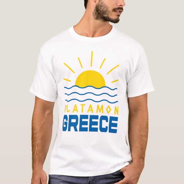T-shirt Platamon Grèce Soleil et Mer Blanc (Devant)