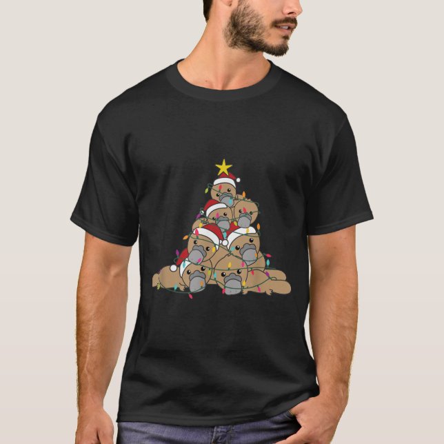 T-shirt Platypus Arbre de Noël Drôle Animaux de Noël (Devant)