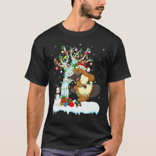 T-shirt Platypus Xmas Lumière Arbre Santa Hat Platypus Chr