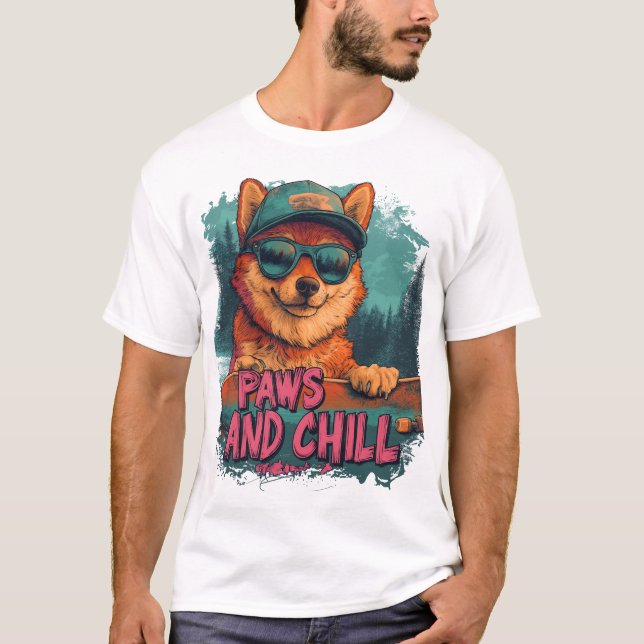 T-shirt Playa Shiba Inu Skateboard - Paws and Chill (Devant)