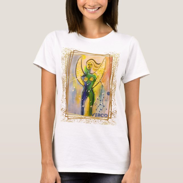 T-shirt playera con dibujo original zodiaco virgo (Devant)