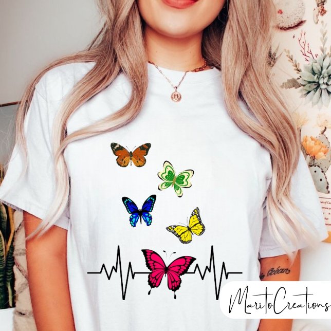 T-shirt Playera fiesta de mariposa para damas. (Créateur téléchargé)