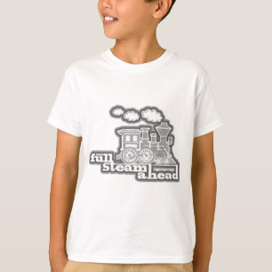 T-shirt Plein vapeur devant loco train gris enfants t-shir