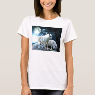 T-shirt Pleine chemise de Long-Douille de lune de loup