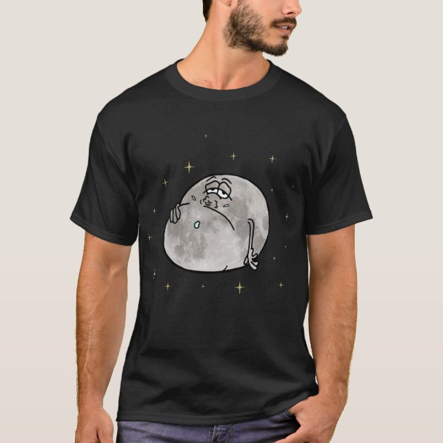 T-shirt Pleine lune Espace Étoiles Nuit Ciel Drôle Humour (Devant)